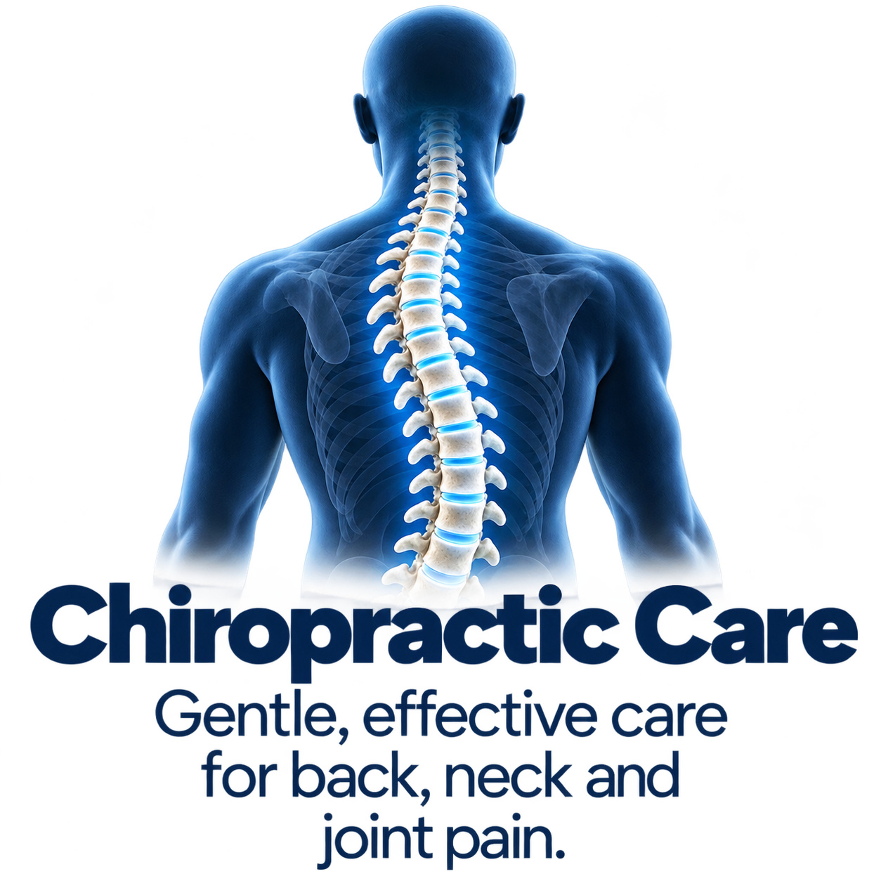 Service graphic: Chiropractic Care. Gentle, effective care for back, neck and joint pain.